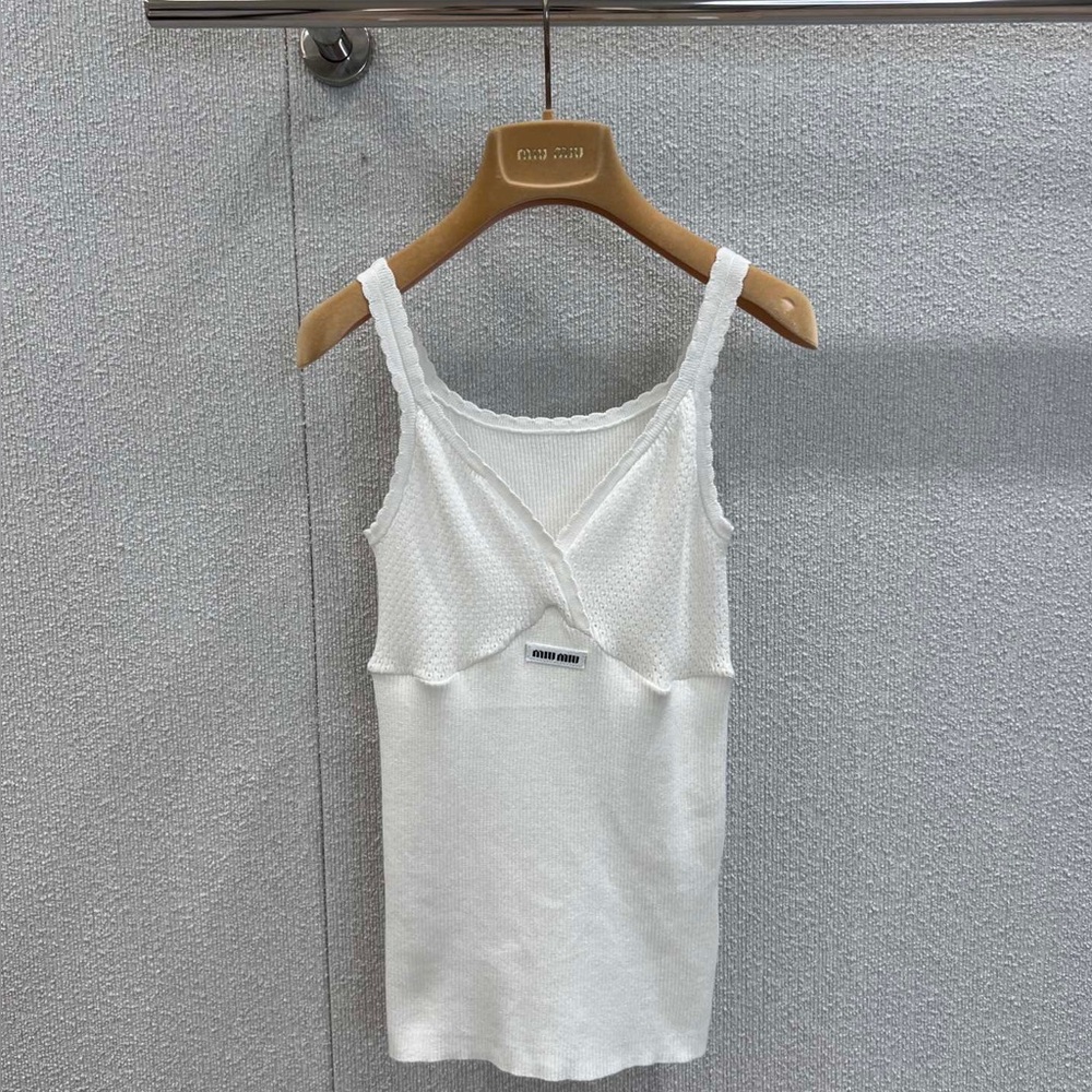 Miu Miu White Knit Layered Tank Top